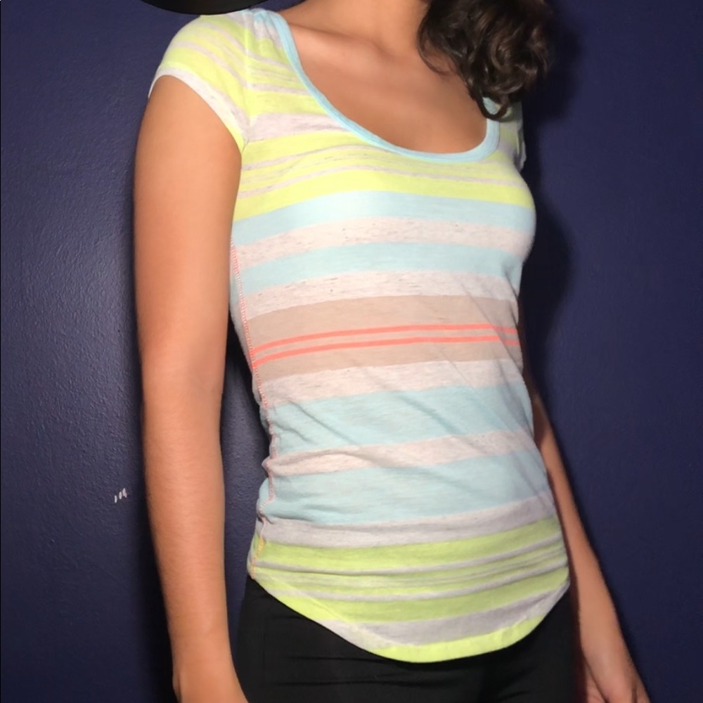 American Eagle Multicolor Striped Scoop Neck